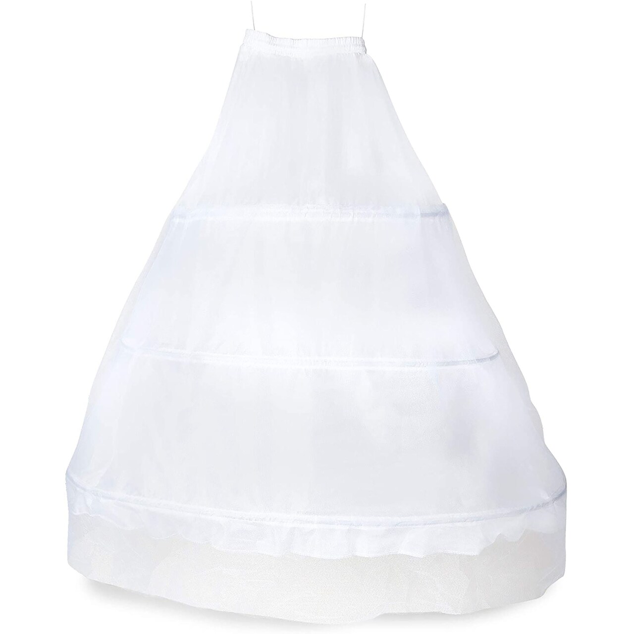 3-Hoop Petticoat Skirt for Bridal Dress, Adjustable White Lace Wedding Gown Underskirt (Waist 22-40 In; 28 In Length)